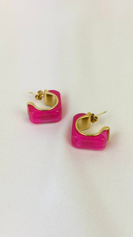 Brincos/argolas acrílico rosa