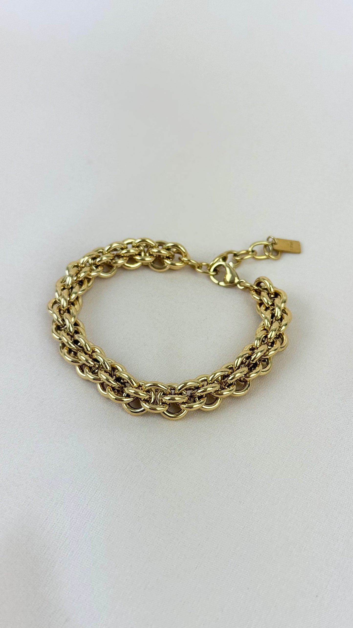 Pulseira aço corrente grossa dourada