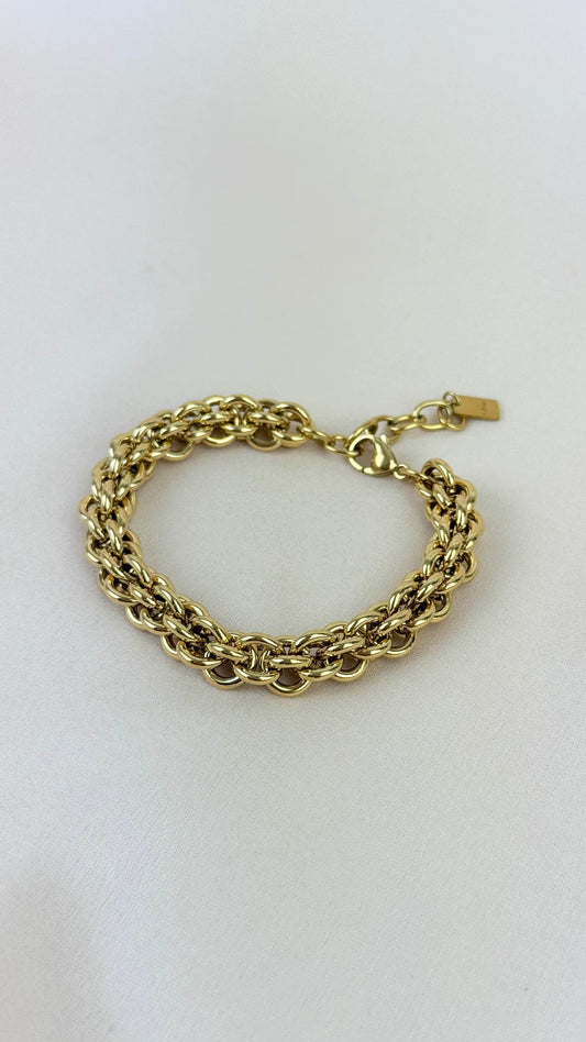 Pulseira aço corrente grossa dourada