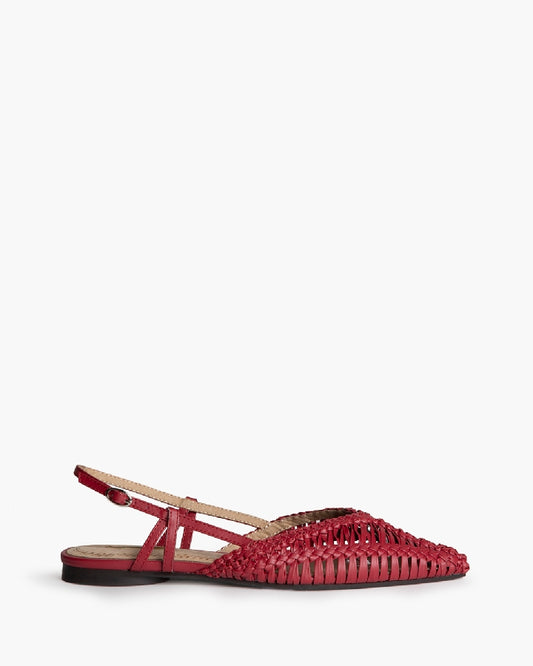 Sapato raso entrançado bordeaux avermelhado