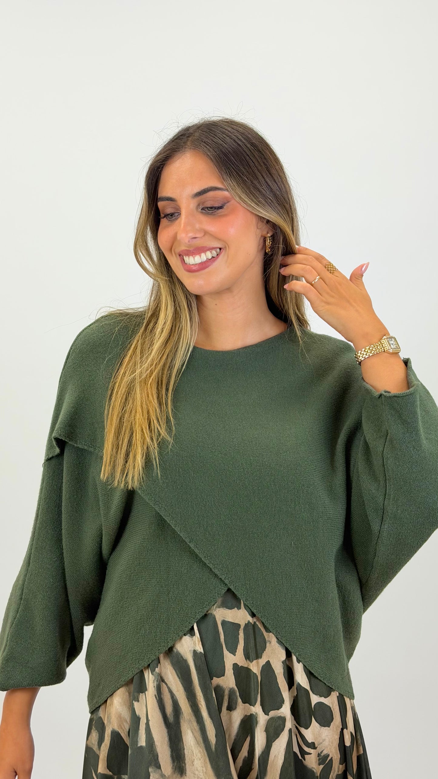 Camisola/poncho malha verde