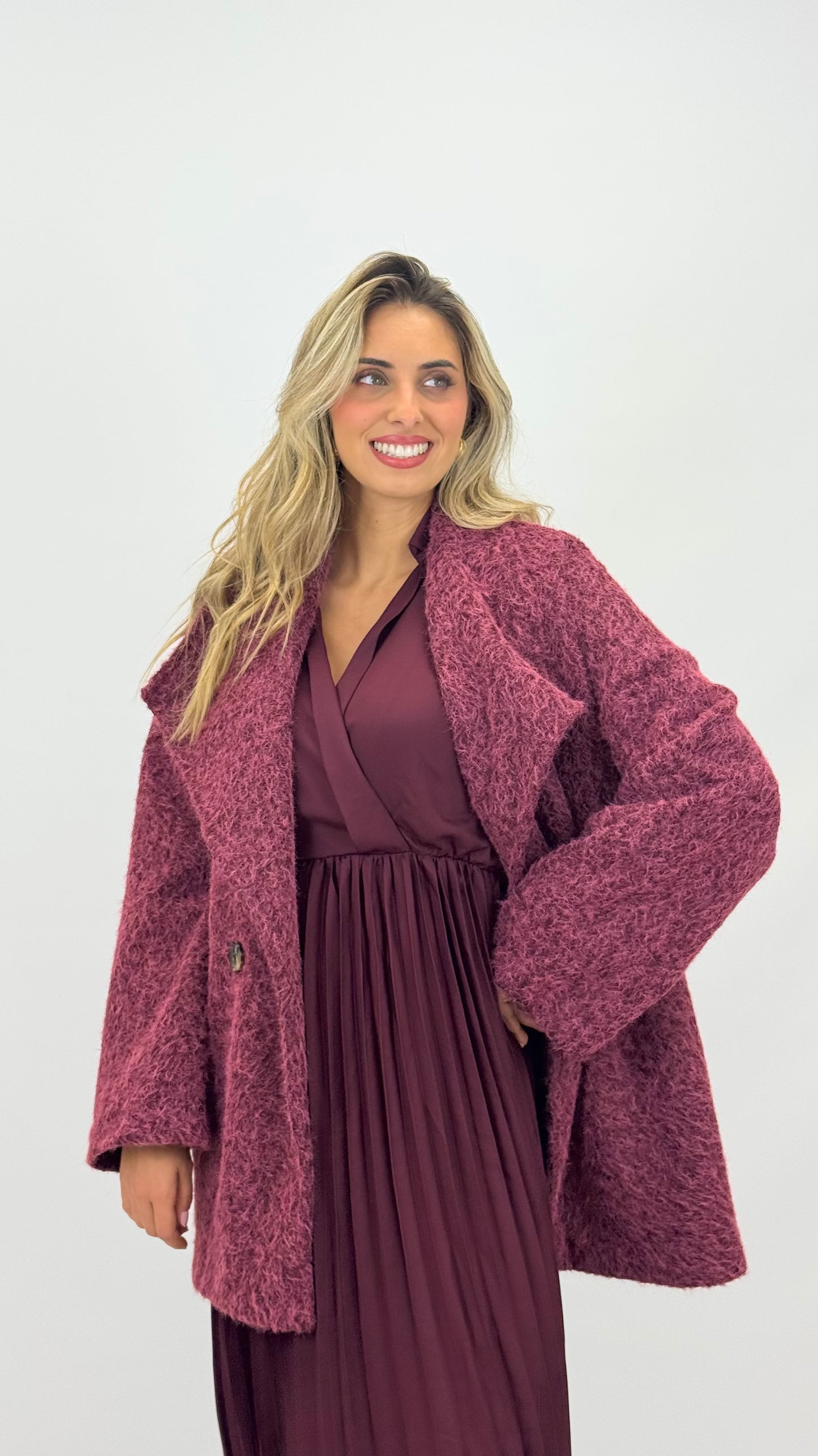 Casaco estilo fazenda mesclada tons bordeaux