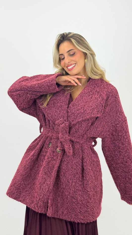 Casaco estilo fazenda mesclada tons bordeaux