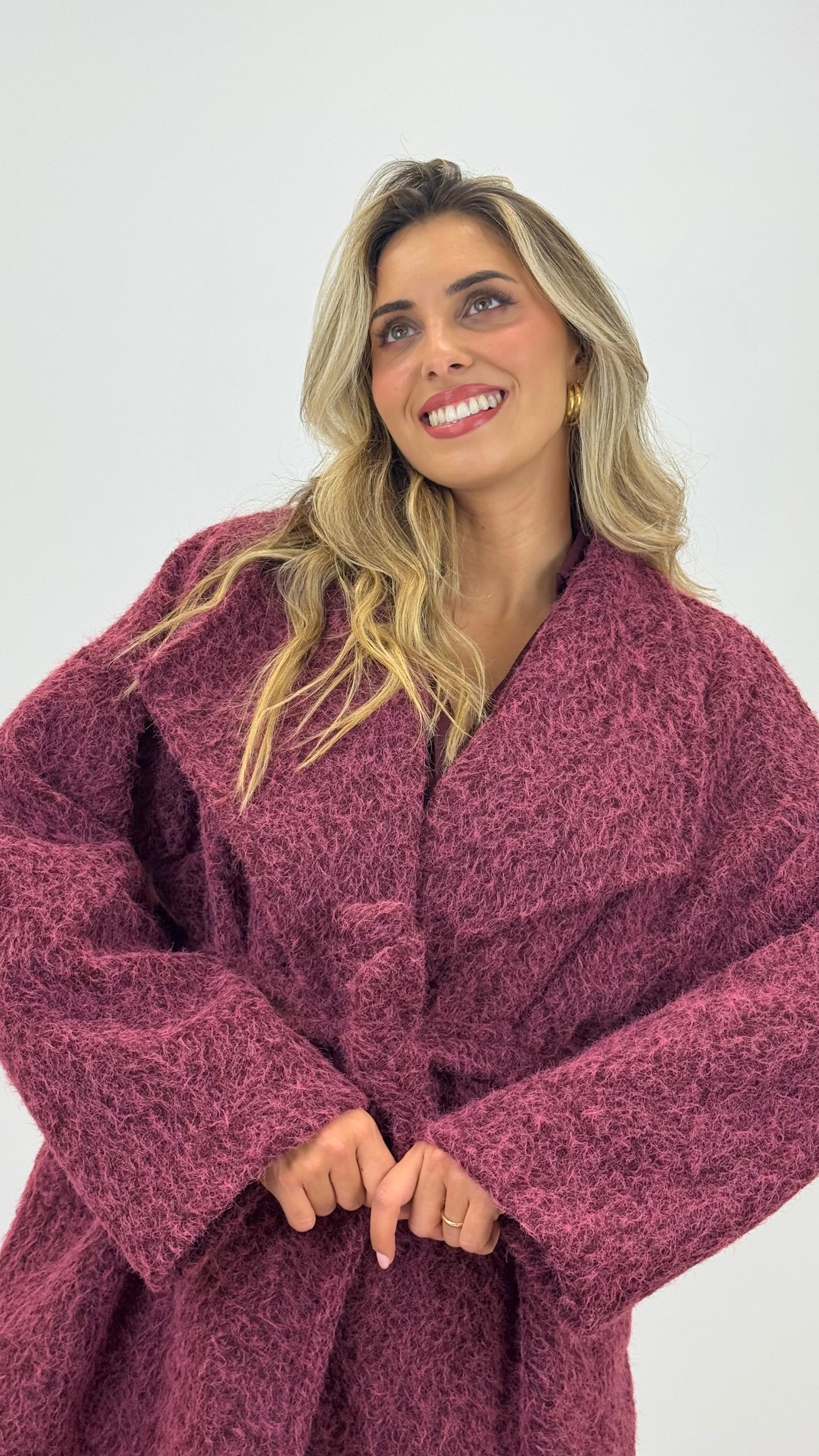 Casaco estilo fazenda mesclada tons bordeaux