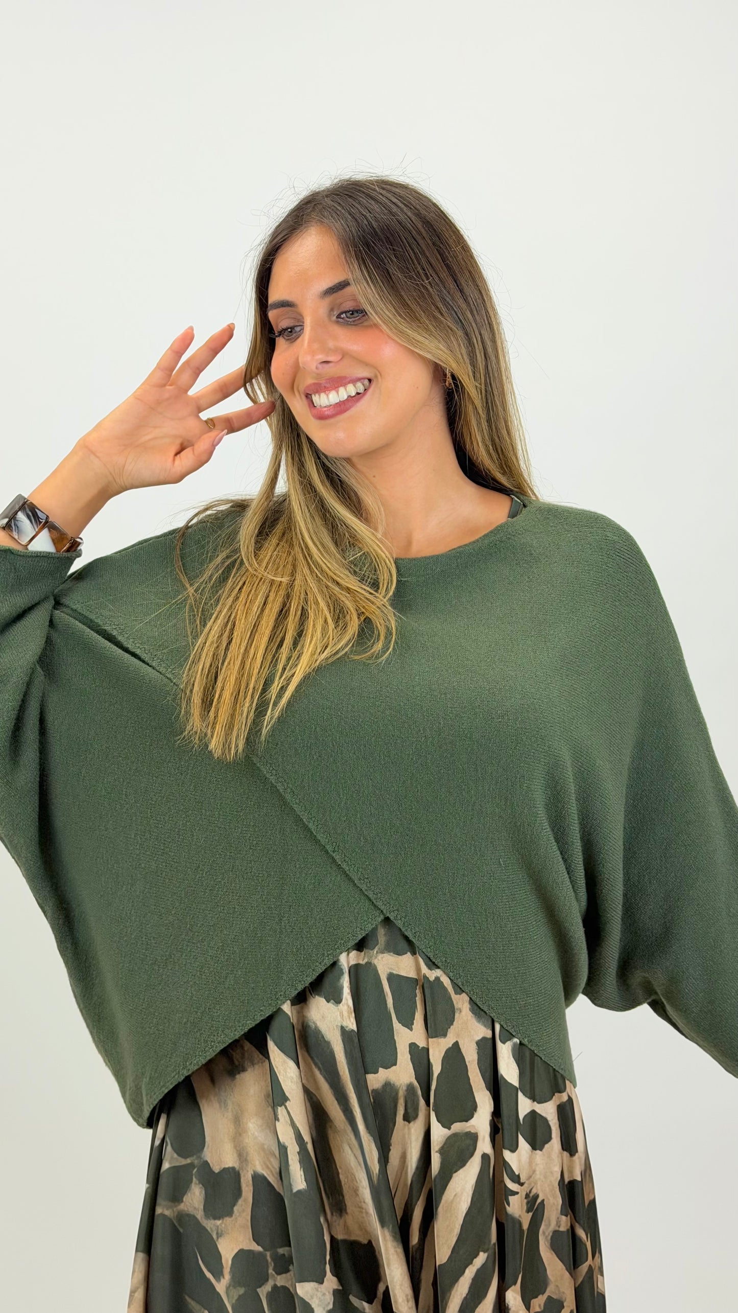 Camisola/poncho malha verde