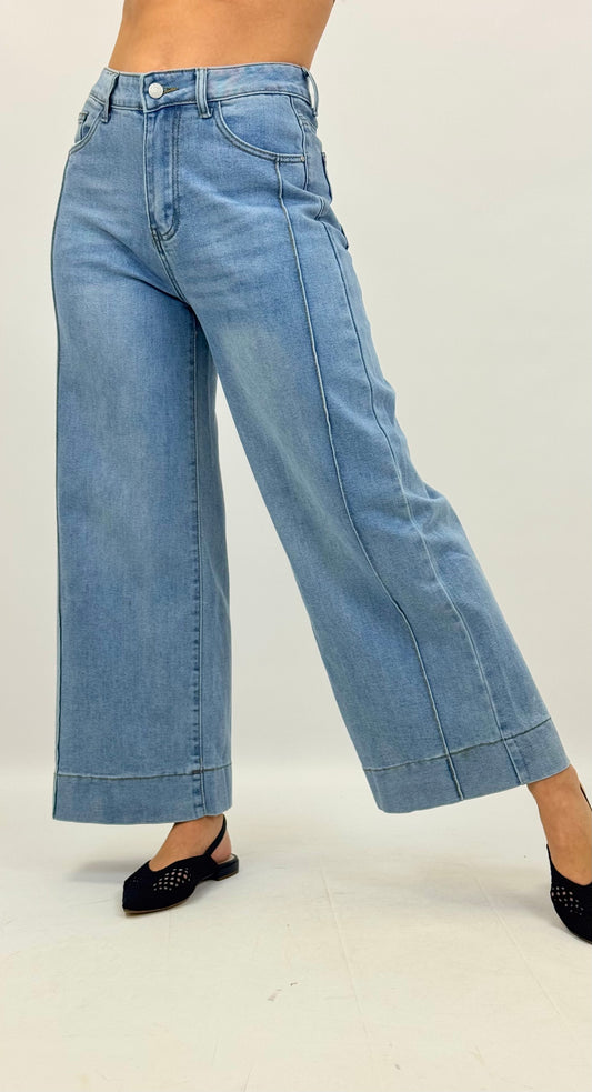 Calça/cullote ganga-clara com nervura