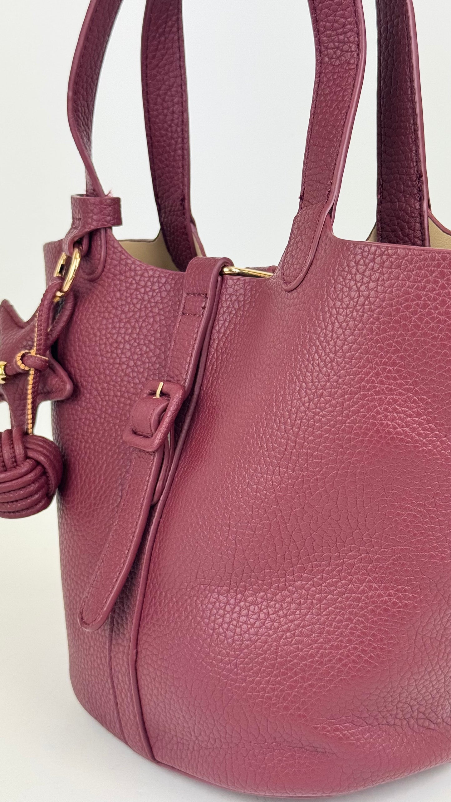 Carteira eco-pele bordeaux estilo bucket