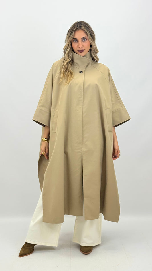 Parka/capa comprida oversized camel