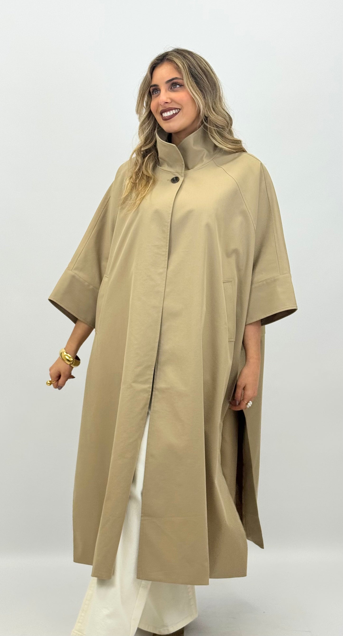 Parka/capa comprida oversized camel