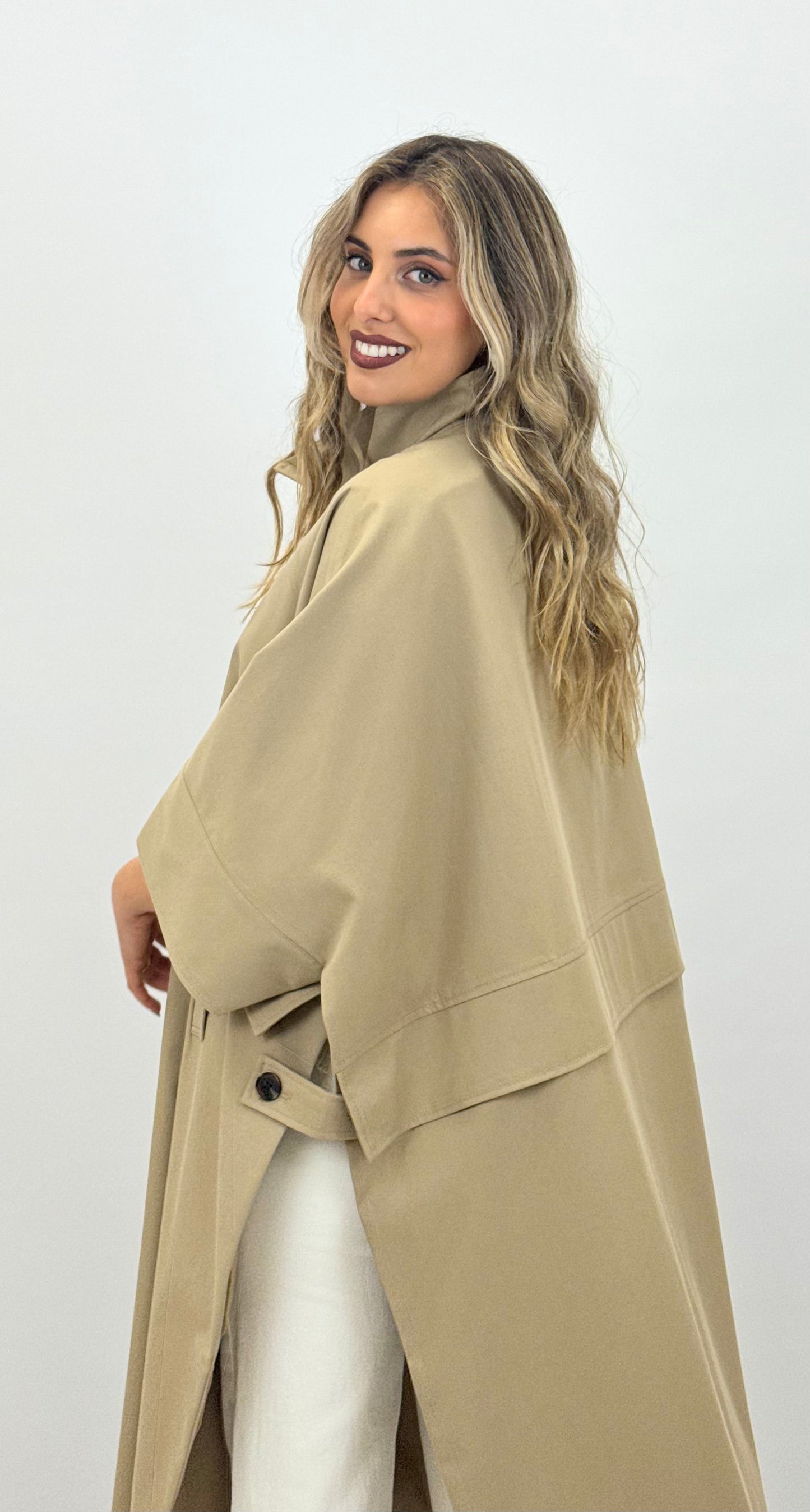 Parka/capa comprida oversized camel