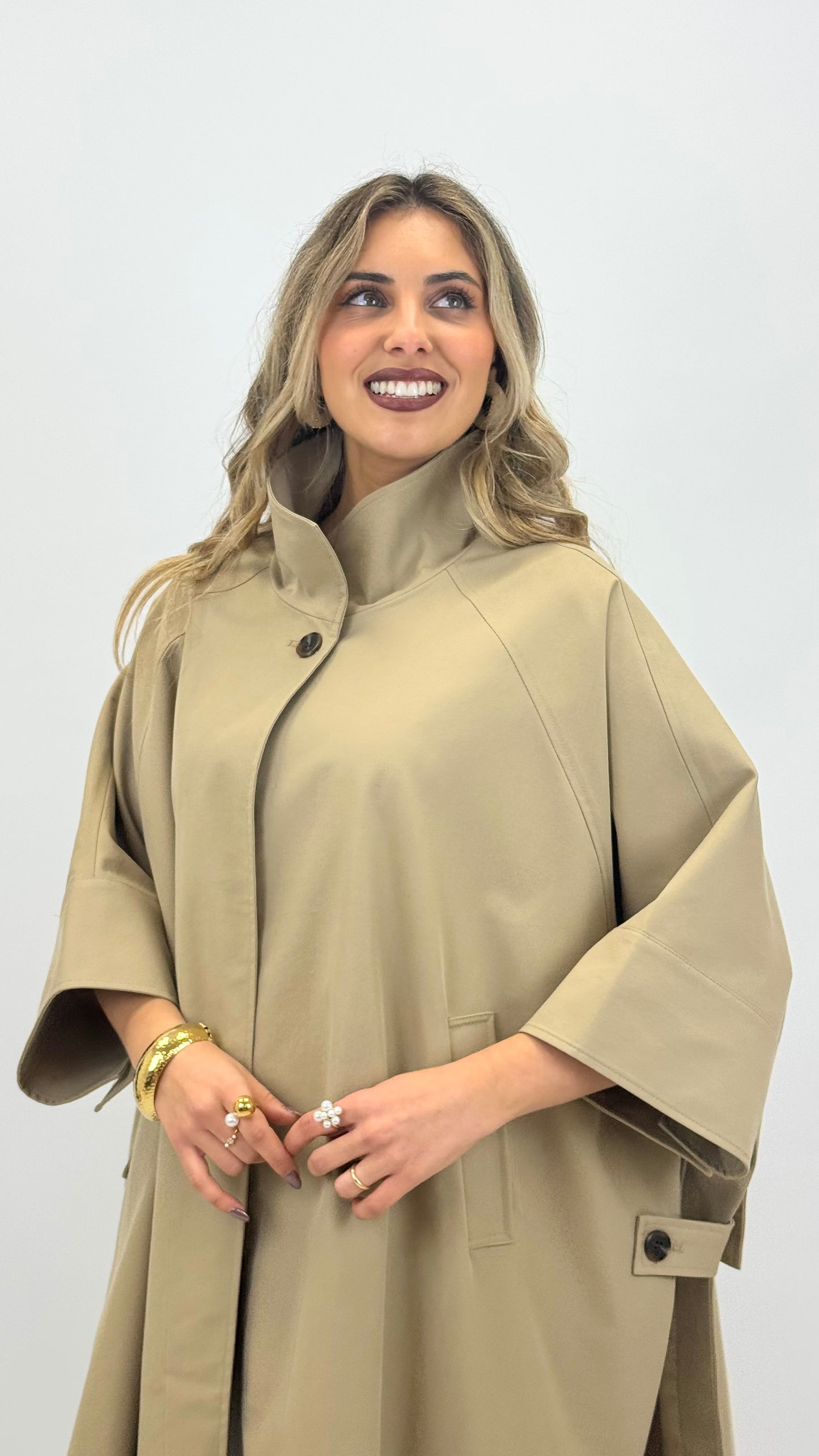 Parka/capa comprida oversized camel