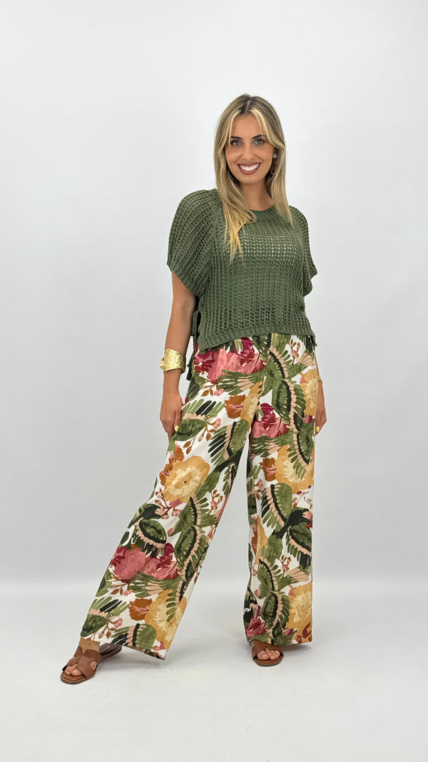 Pantalona estampado colorido tons verde
