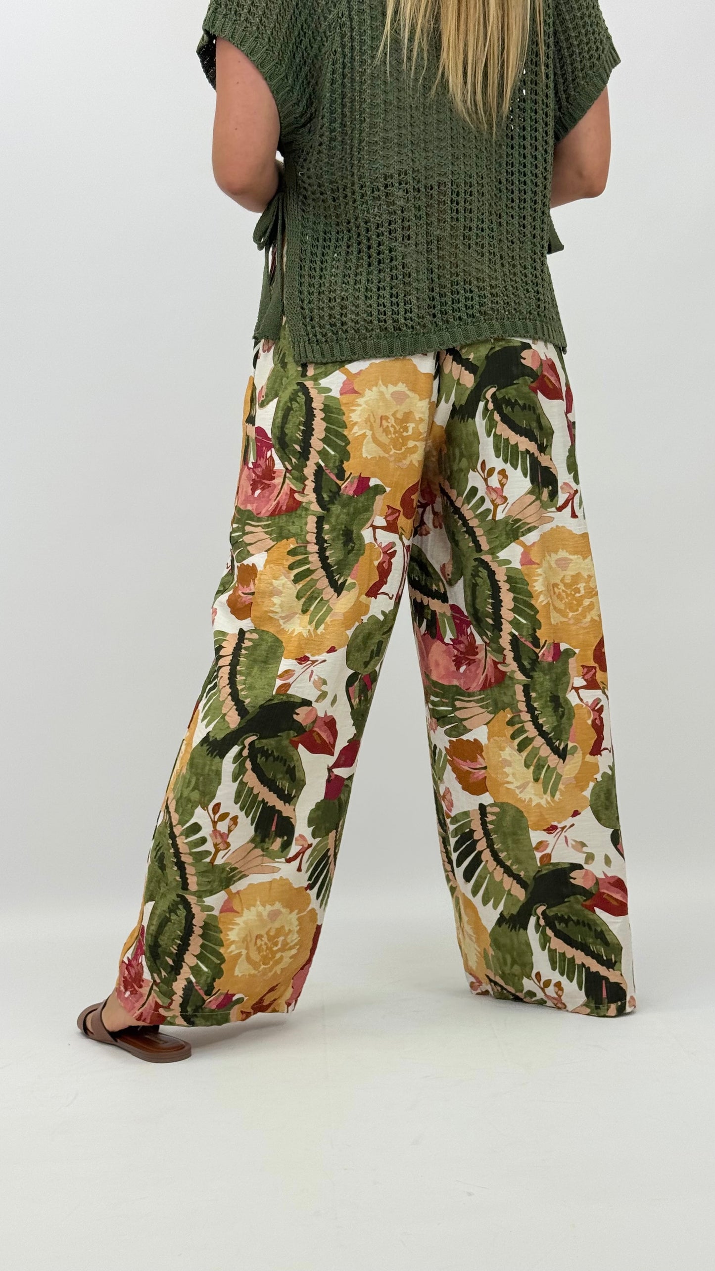 Pantalona estampado colorido tons verde