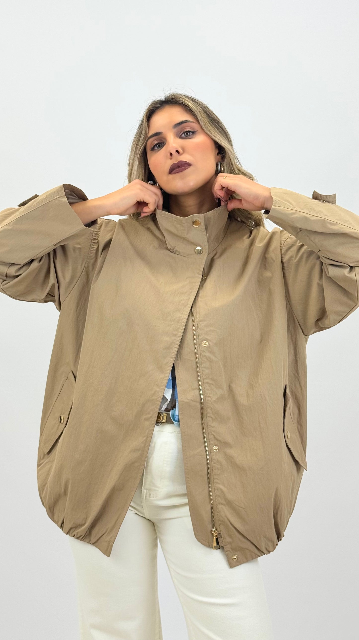 Parka meia-estação camel