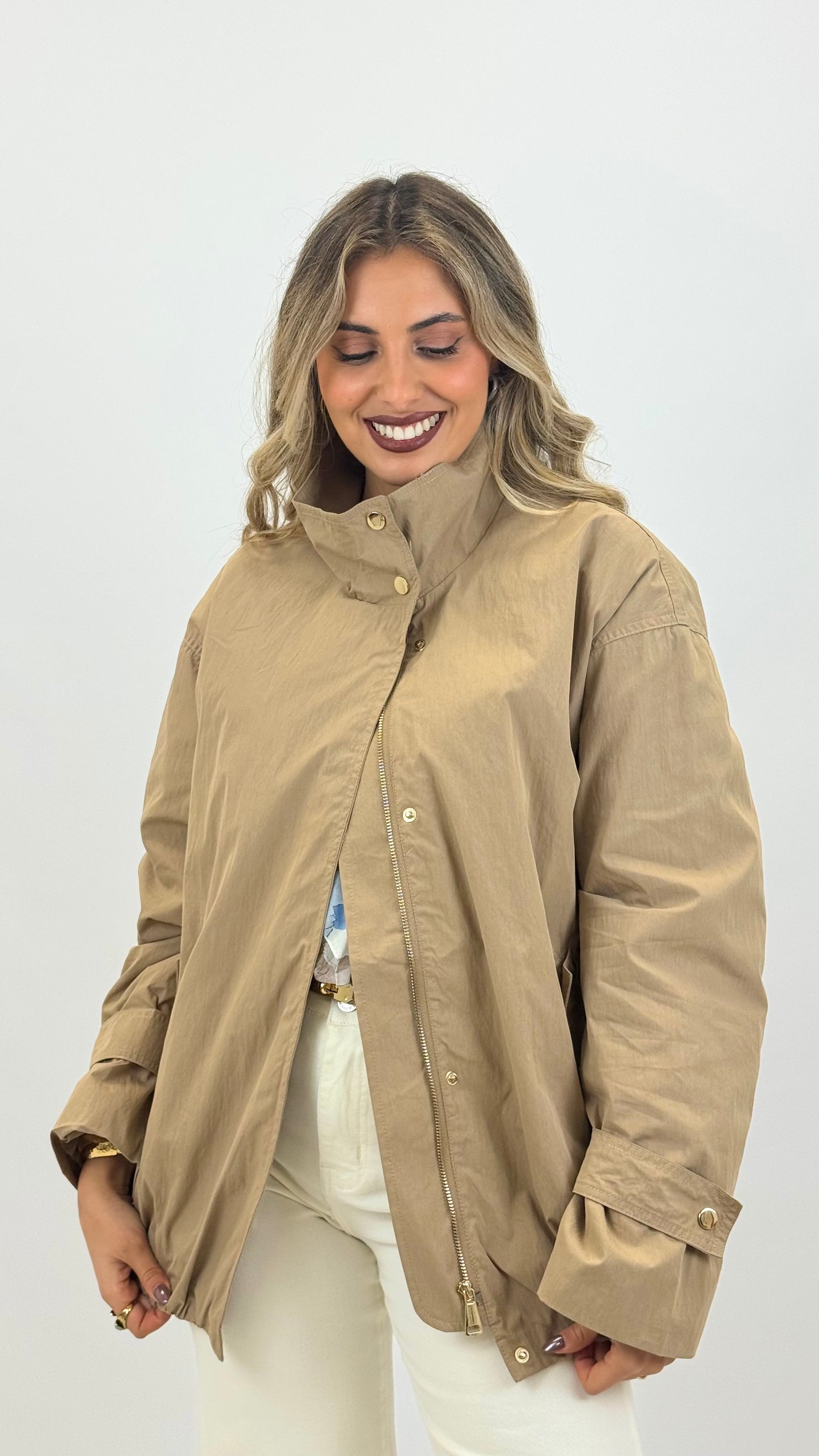 Parka meia-estação camel