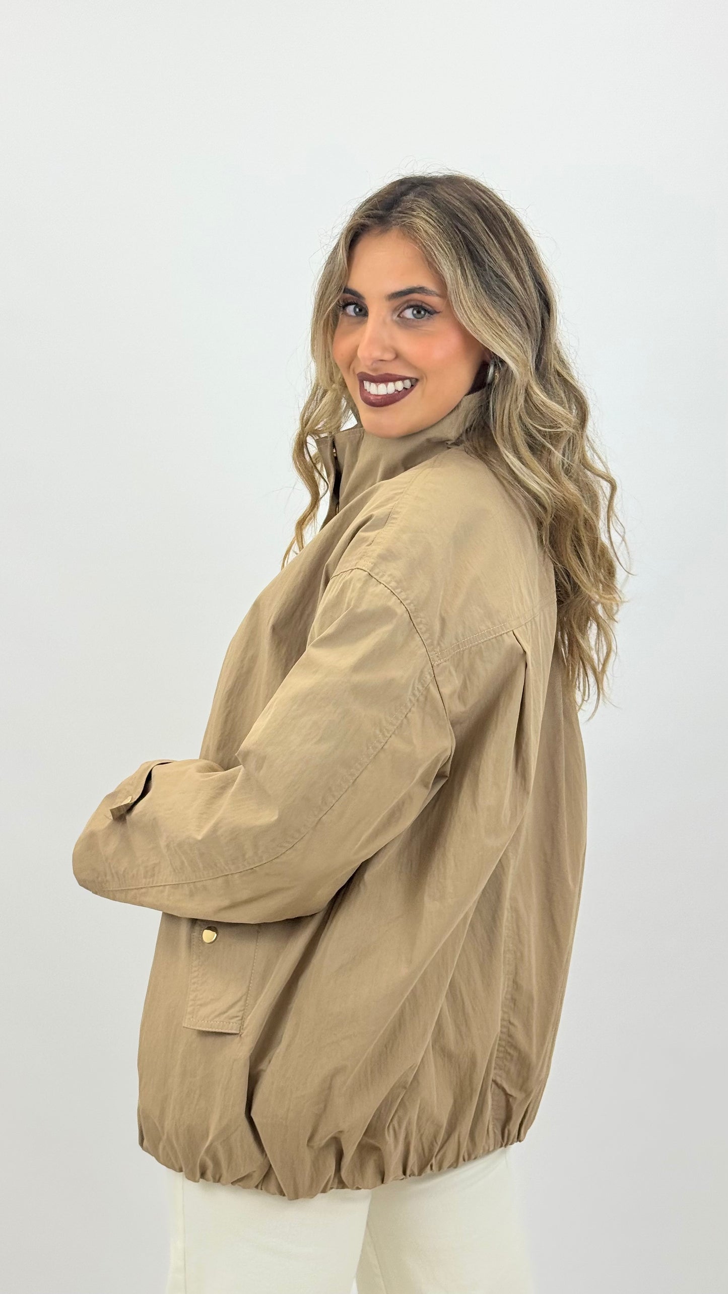 Parka meia-estação camel