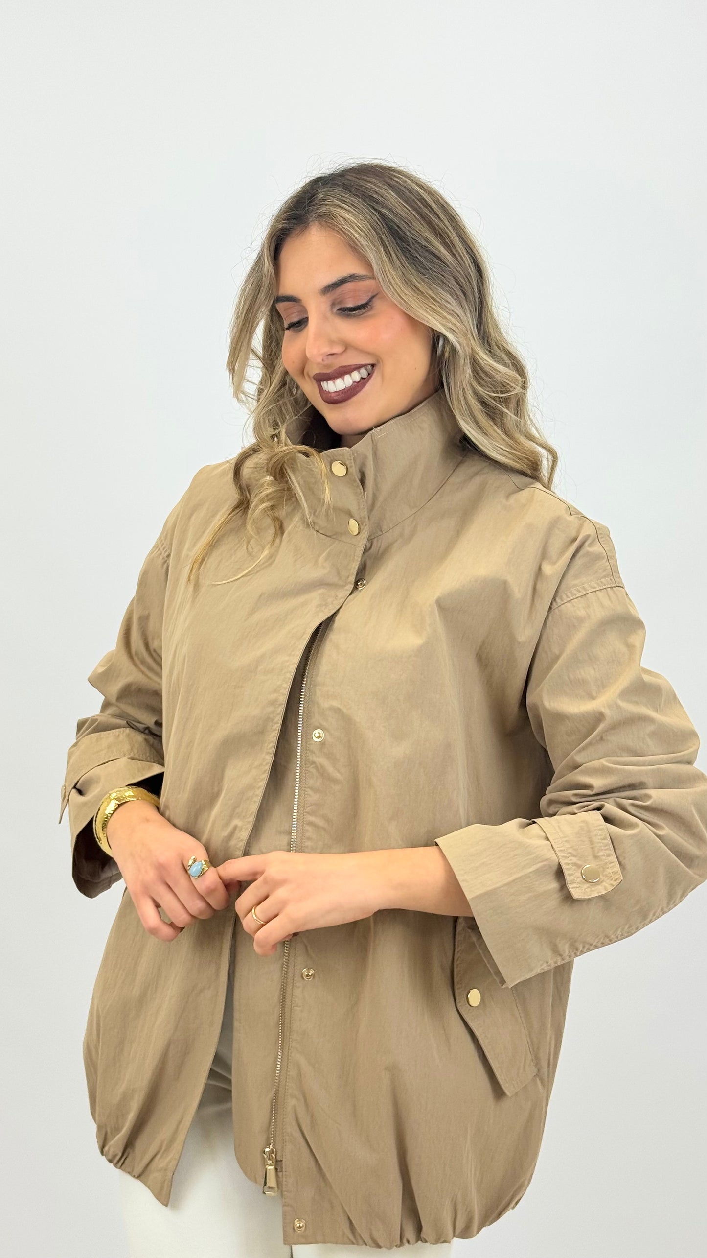 Parka meia-estação camel