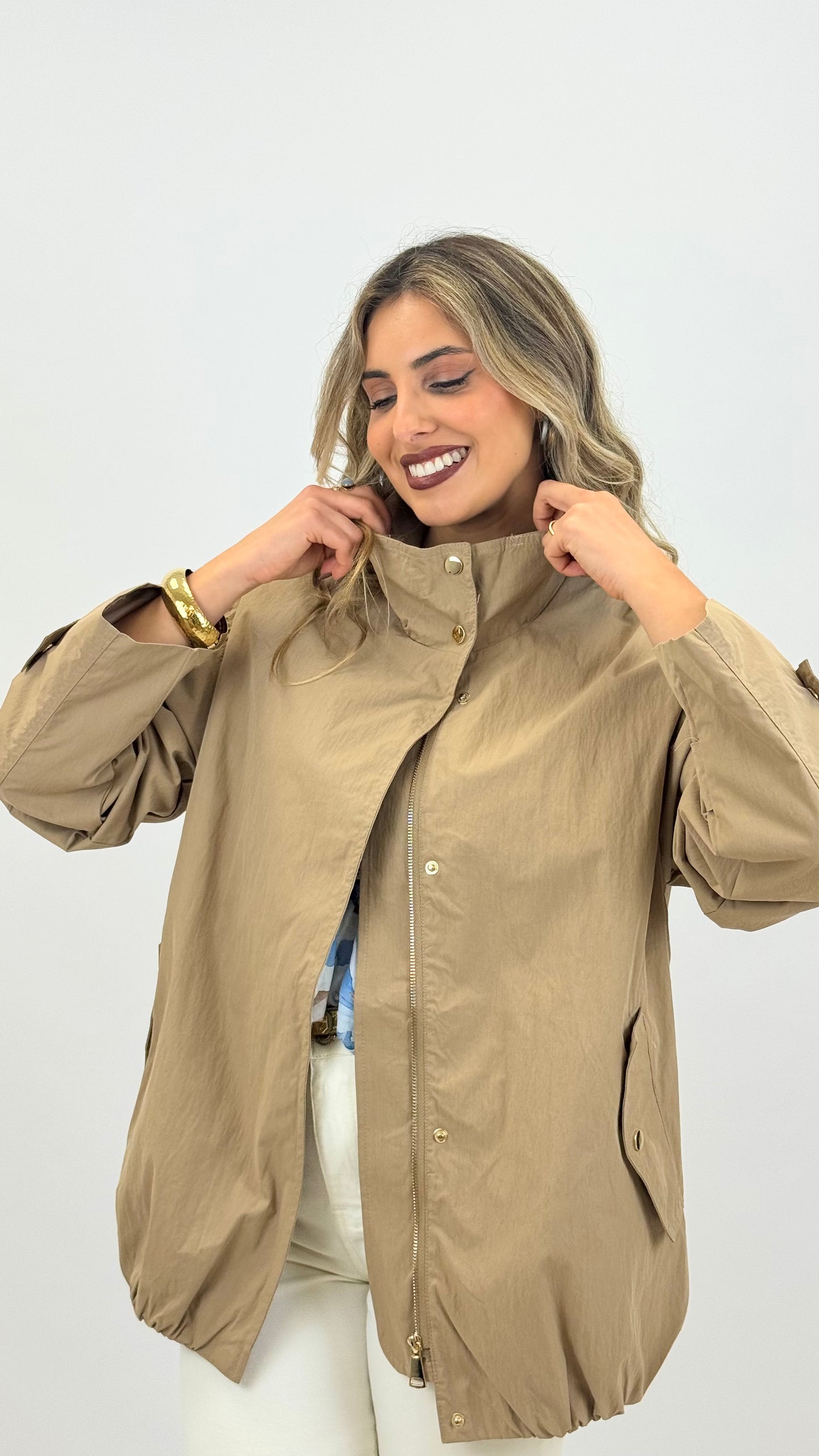 Parka meia-estação camel