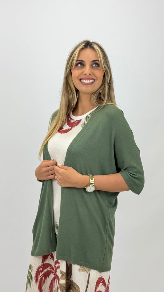 Casaco malha fina verde