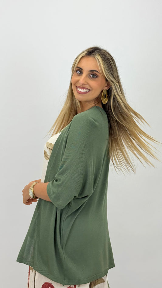 Casaco malha fina verde