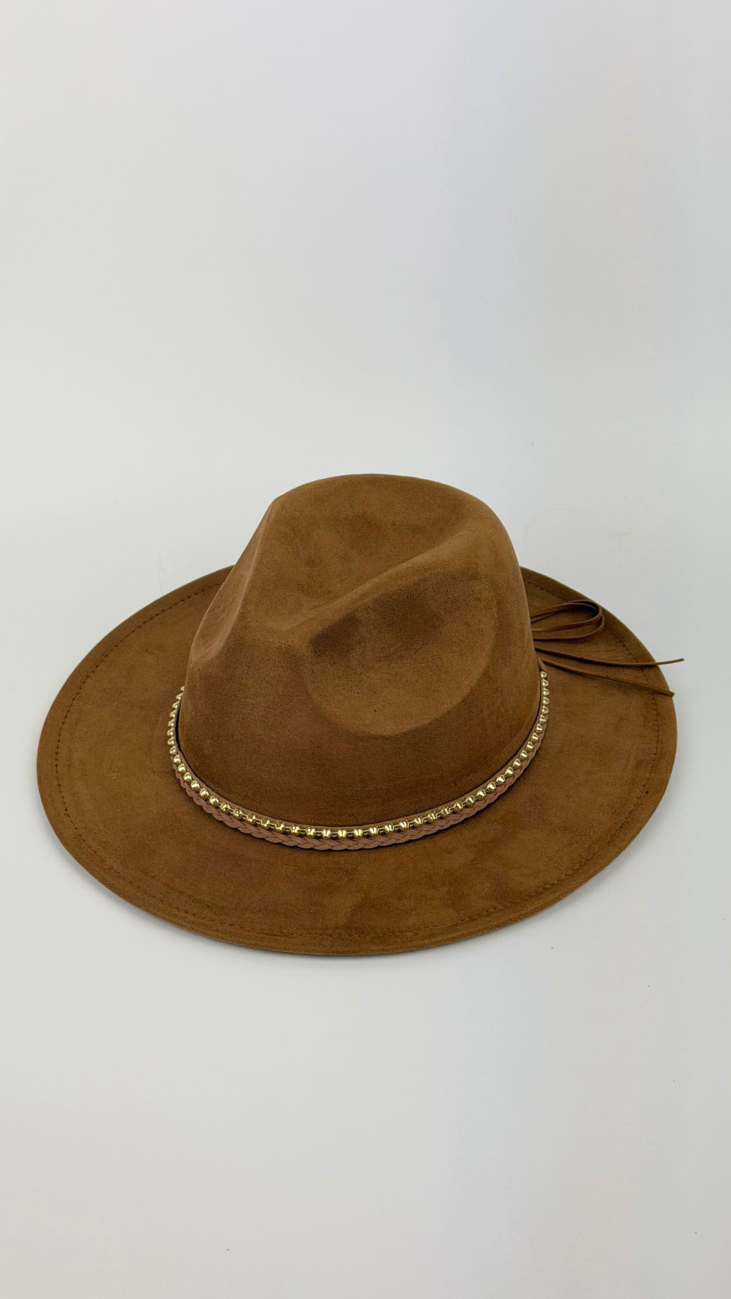 Chapéu aba larga estilo camurça camel