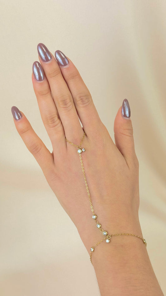 Anel/pulseira aço dourado com brilhos