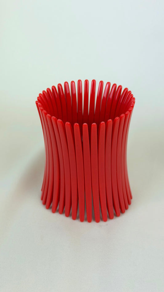 Pulseira elástica acrílico fino vermelho