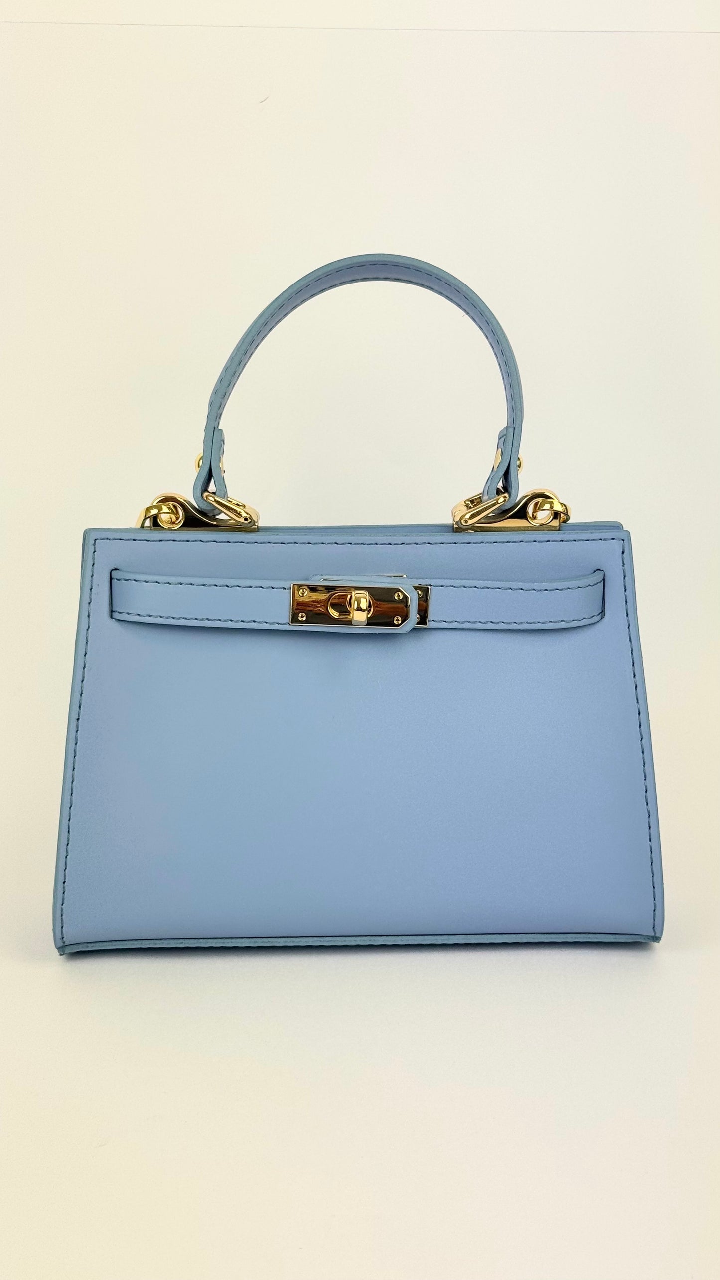 Carteira pele genuina azul-celeste