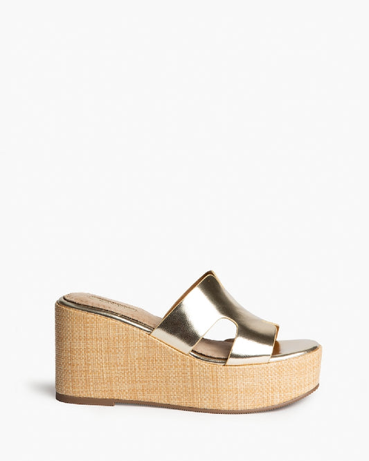 Sandália de plataforma dourado