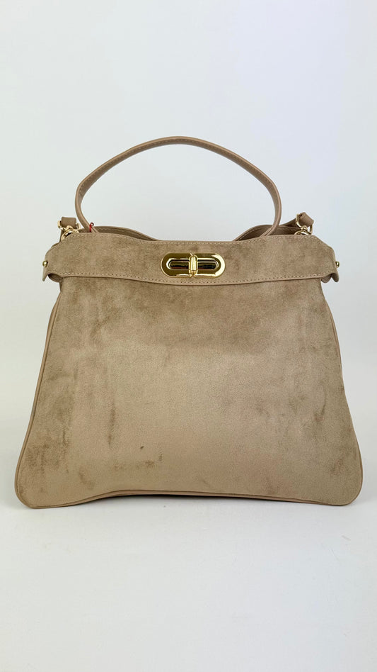 Carteira estilo camurça bege