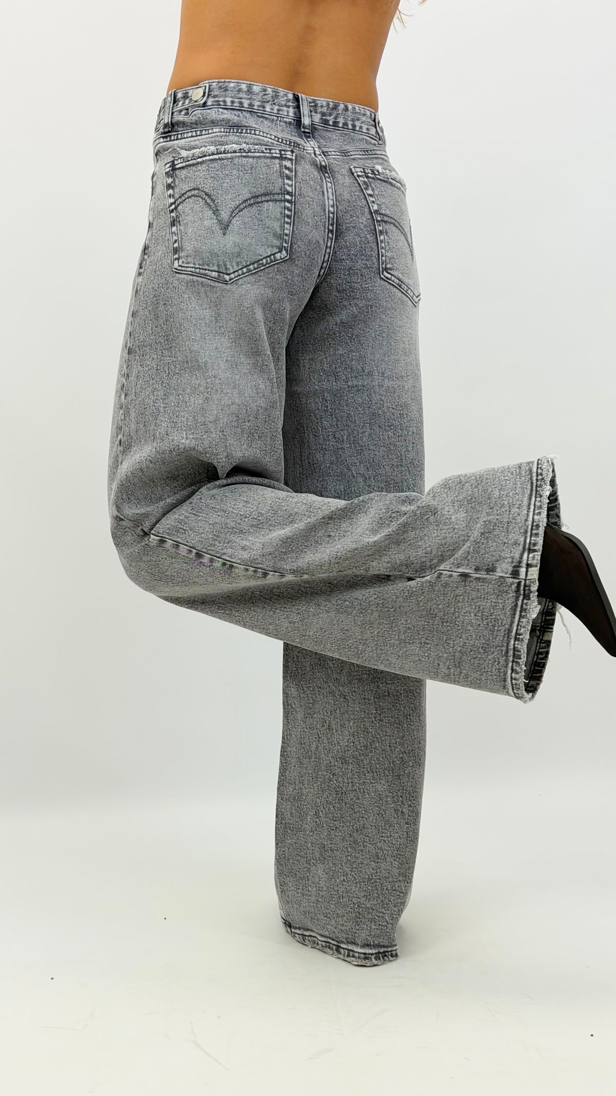 Calça wide-leg ganga cinza