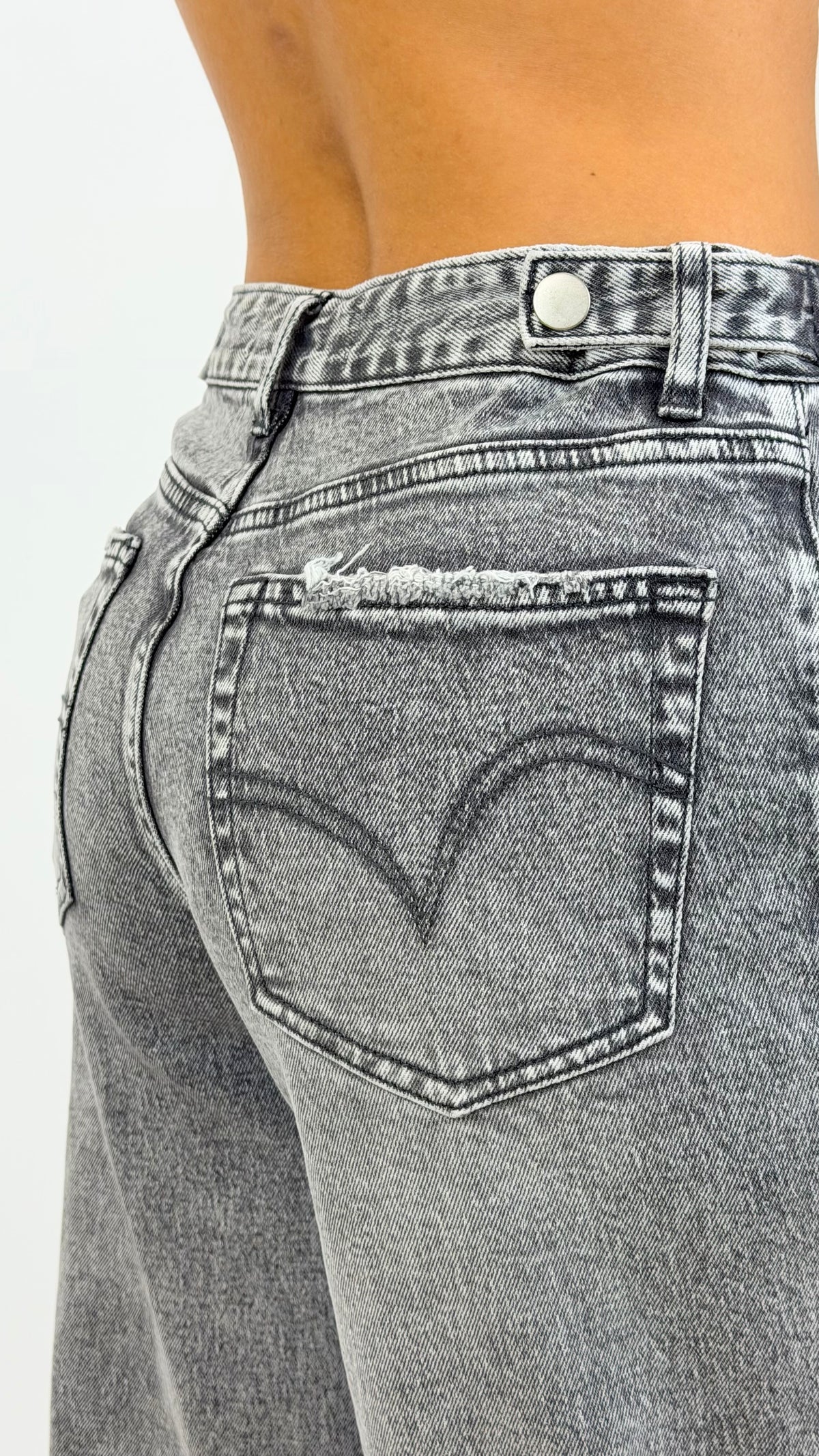 Calça wide-leg ganga cinza