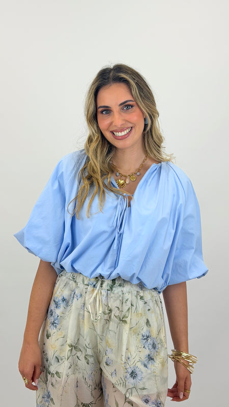 Blusa algodão abalonada azul-bebé hover