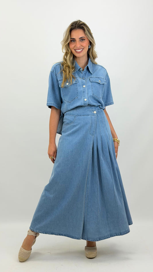 Conjunto camisa e saia ganga
