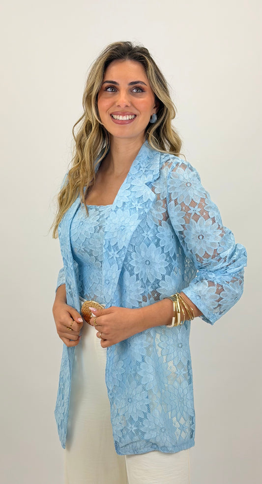 Blazer renda azul