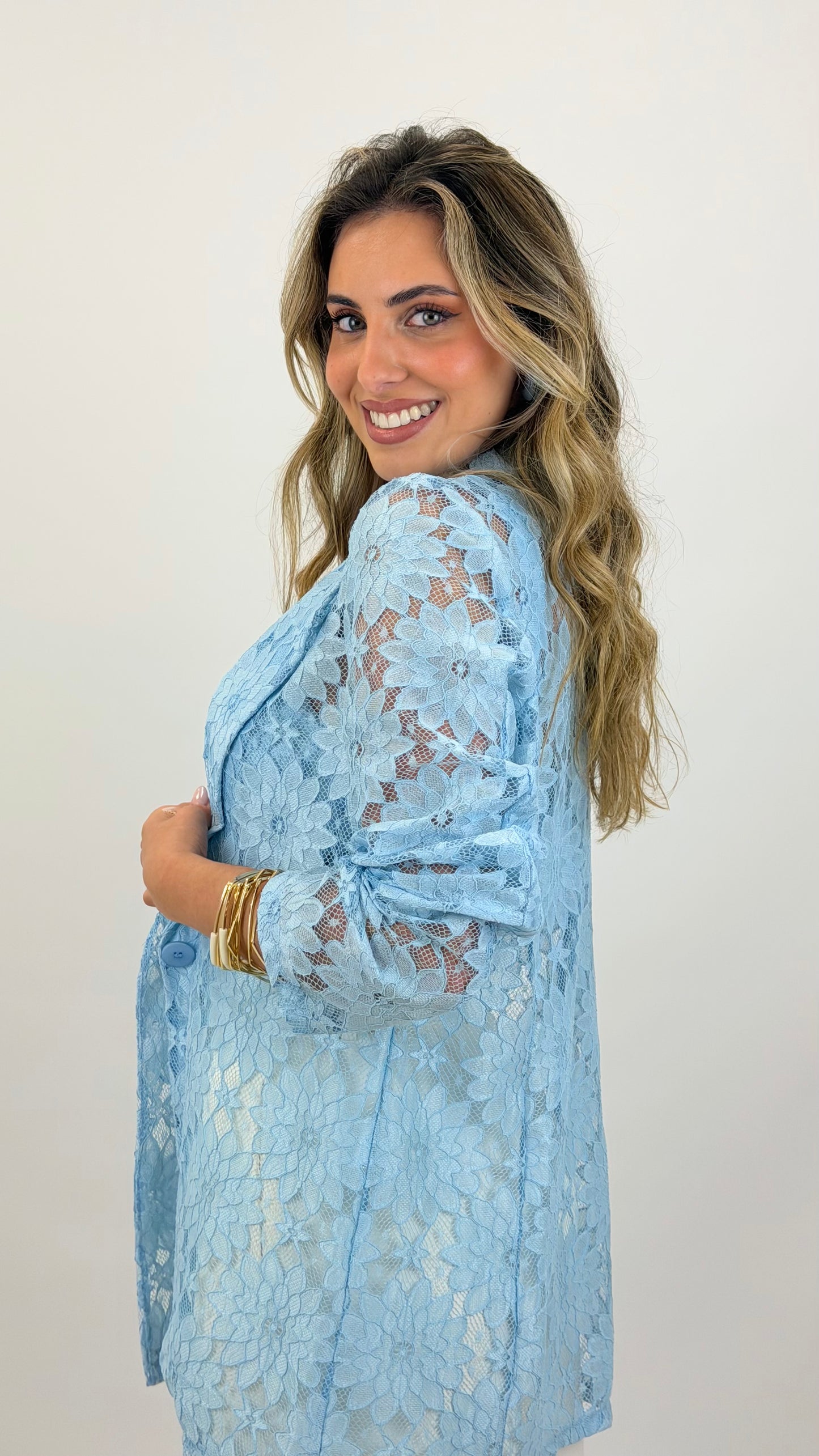 Blazer renda azul