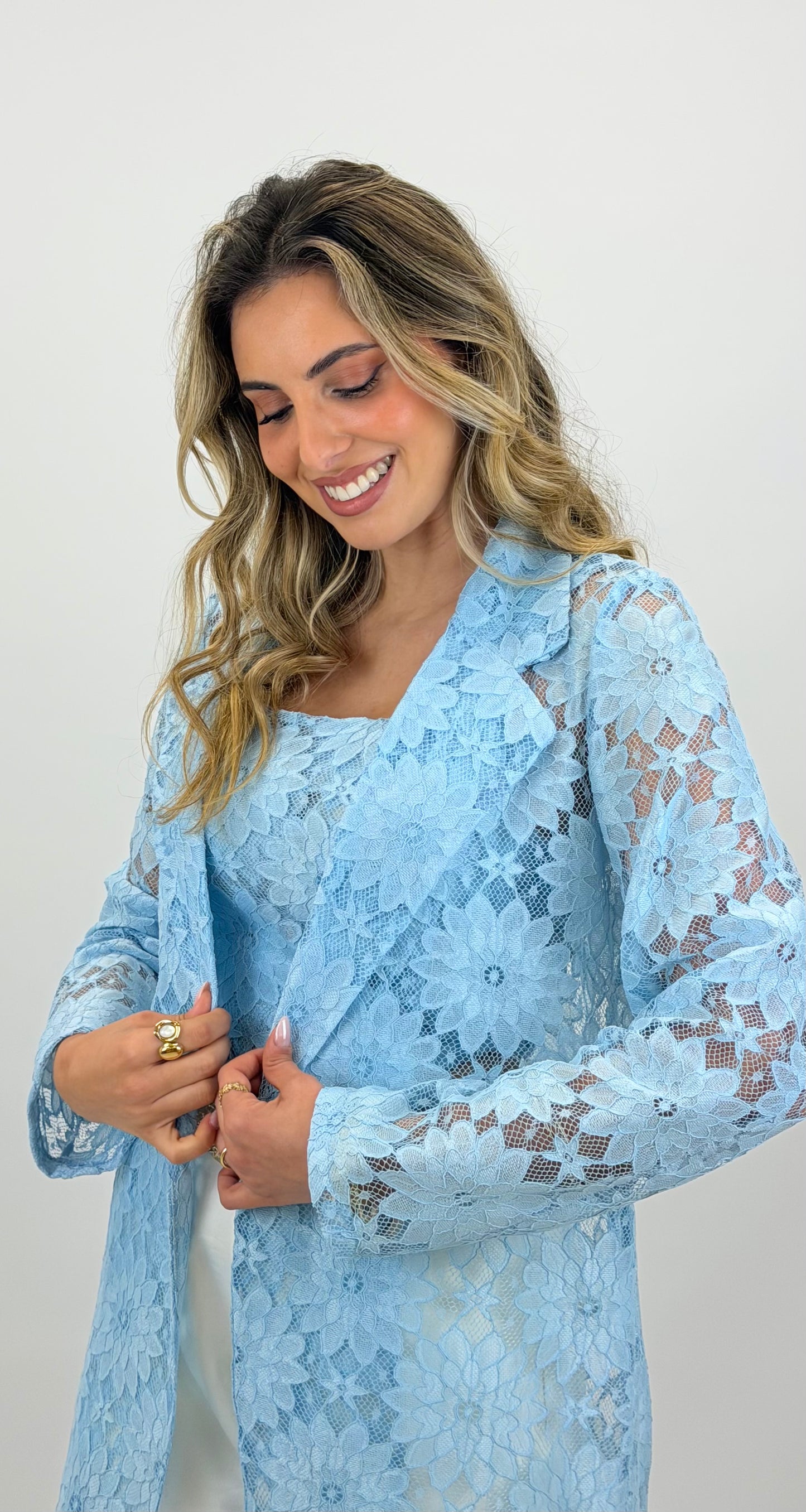 Blazer renda azul