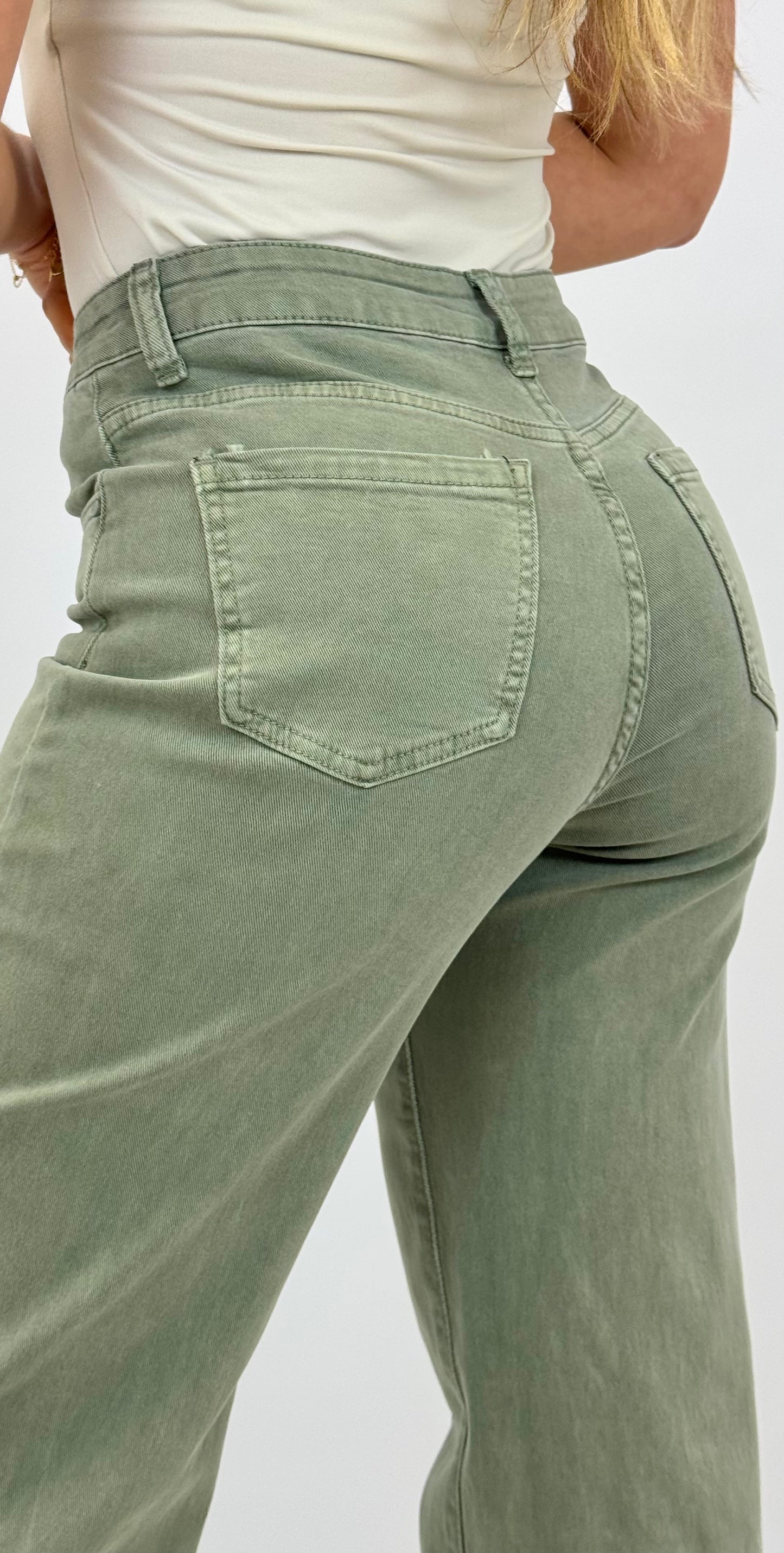 Calça wide-leg sarja verde