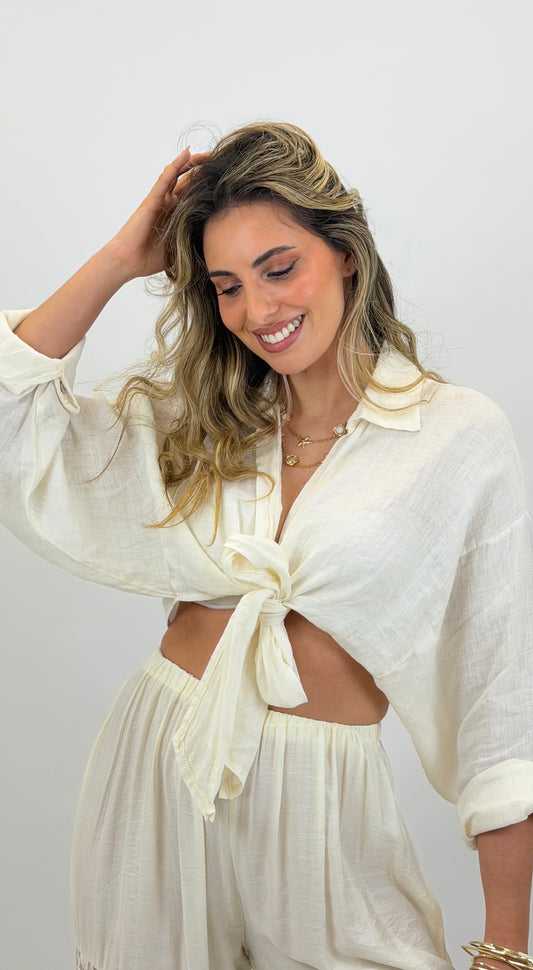 Blusa/top linho pérola