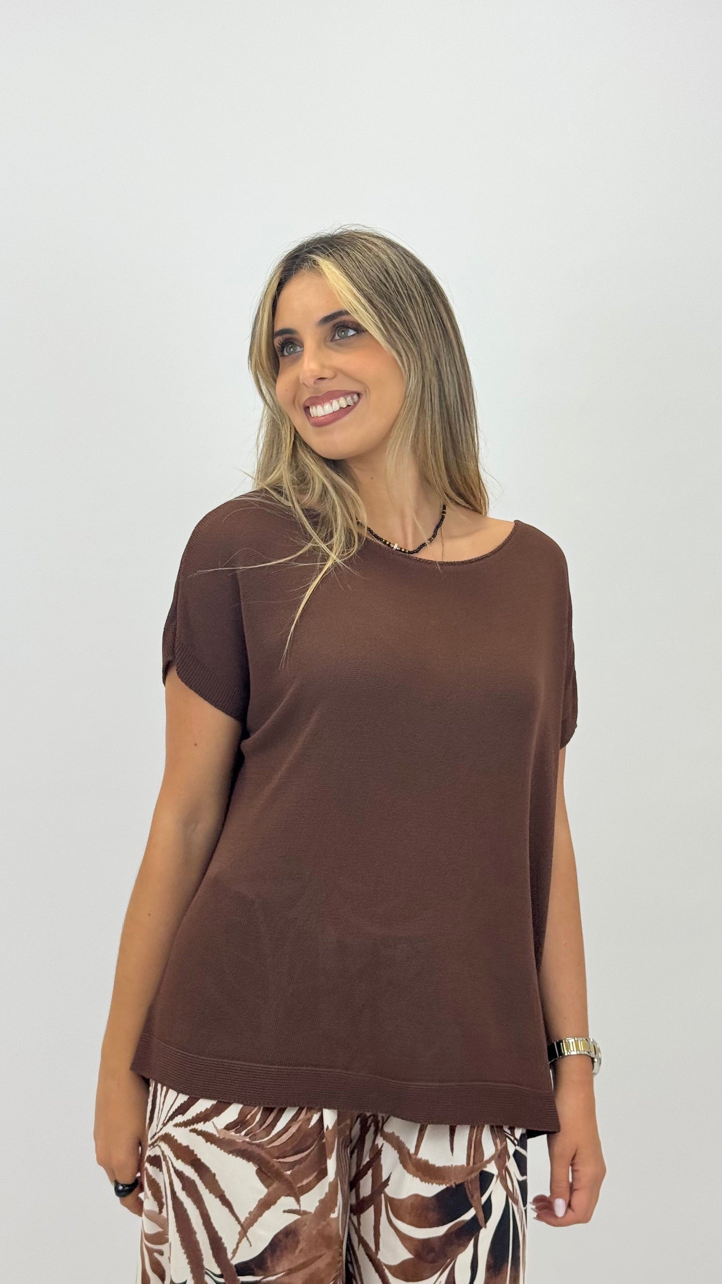 Blusa de malha castanho