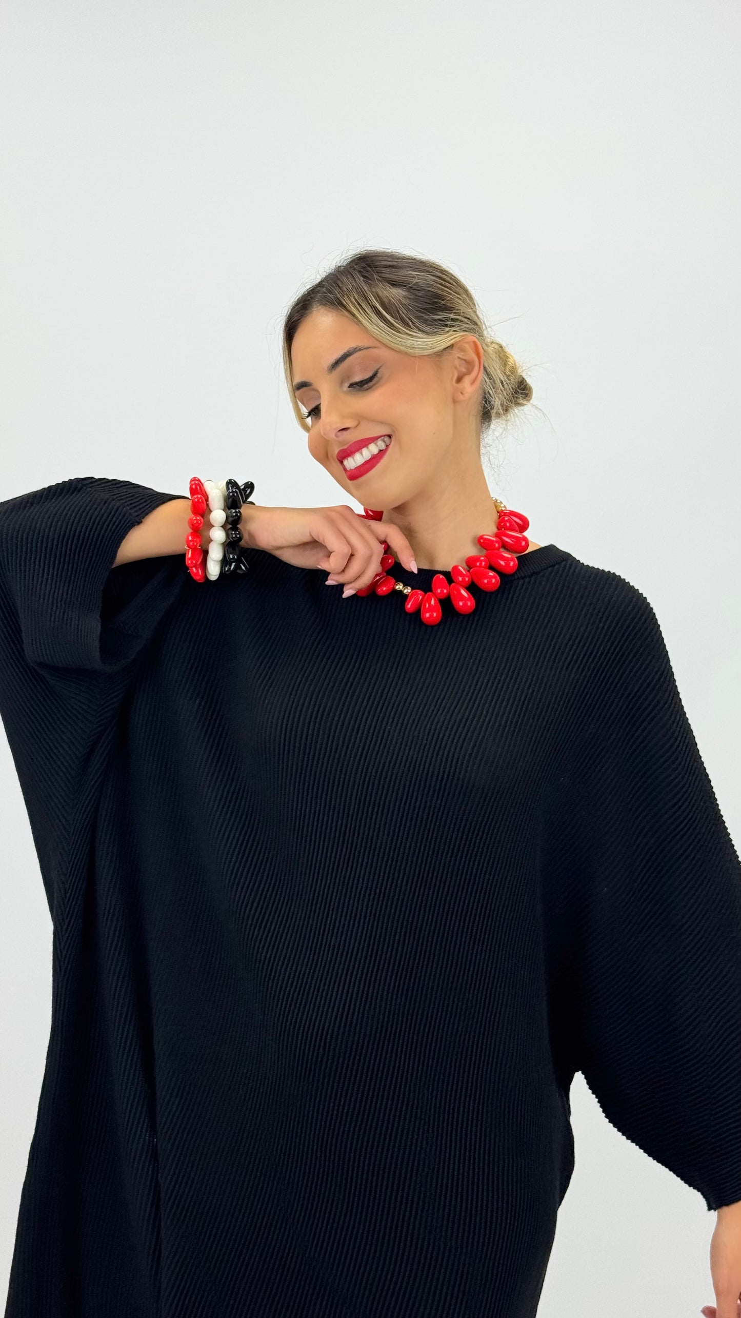 Vestido malha canelada preto