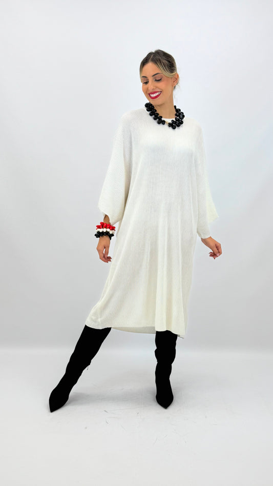 Vestido malha canelada branco