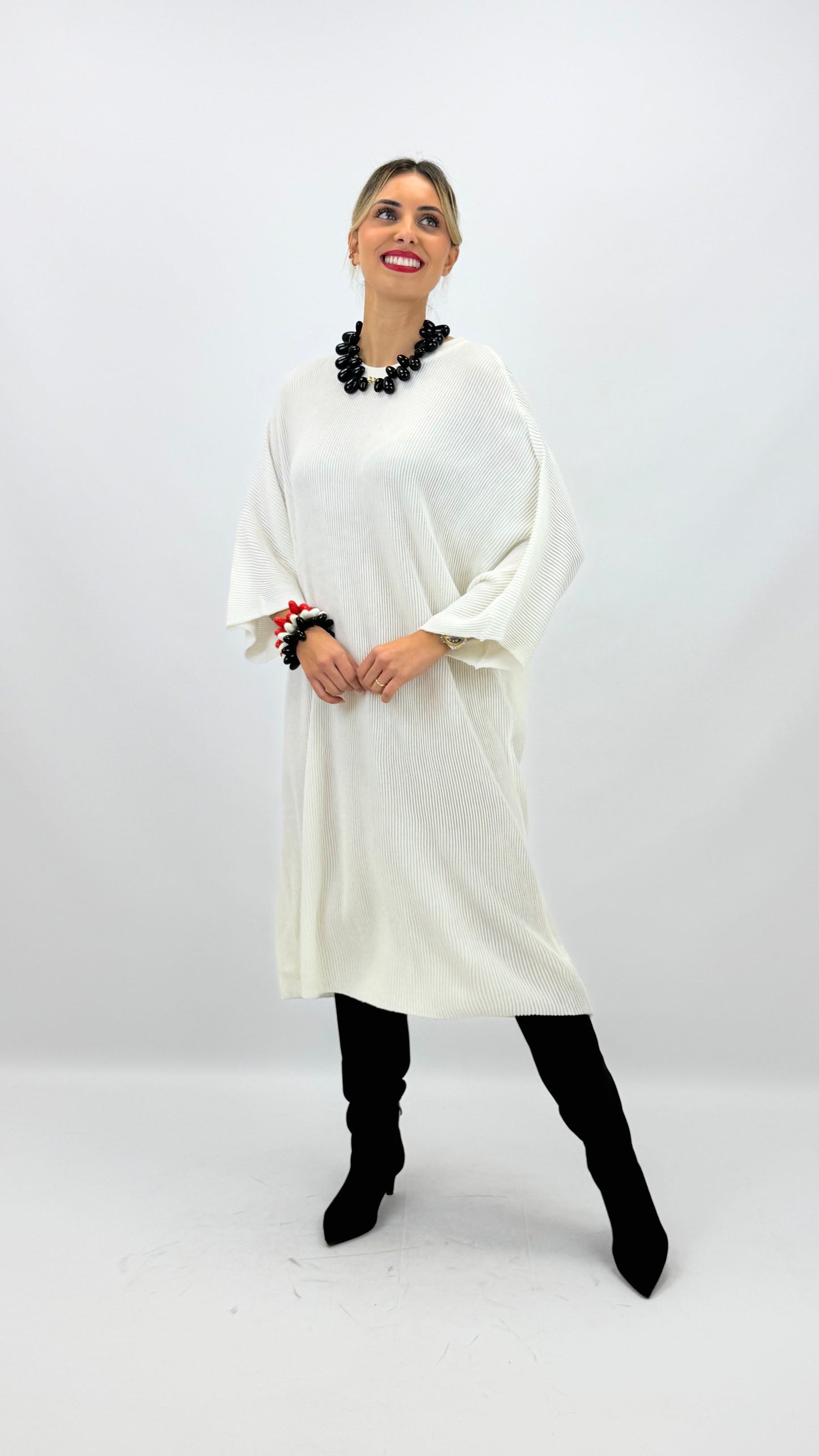 Vestido malha canelada branco