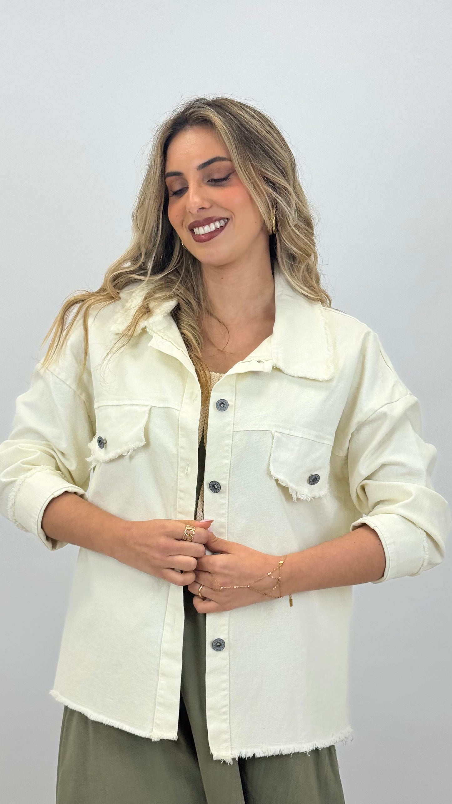Camisa sarja pérola