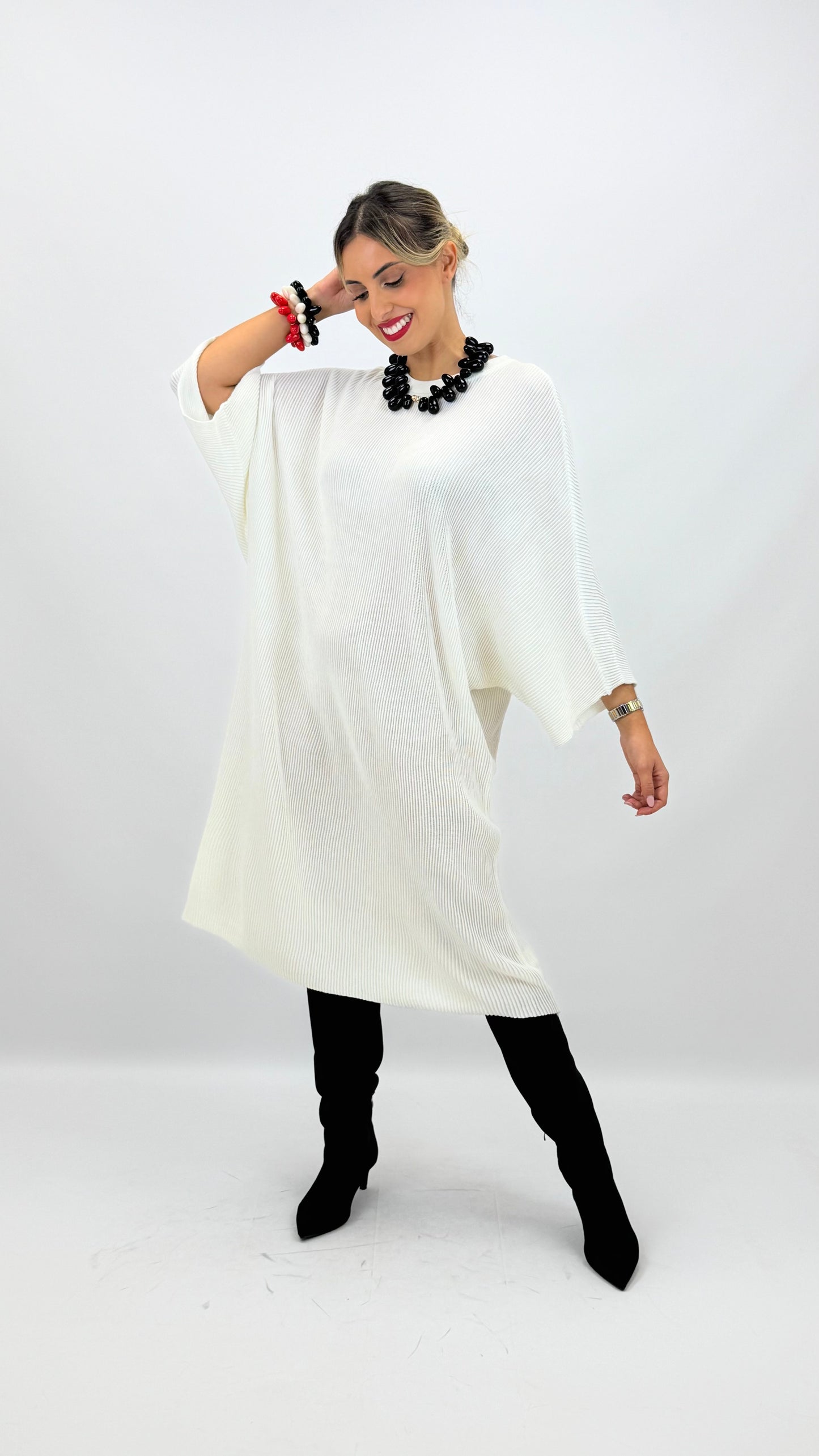 Vestido malha canelada branco