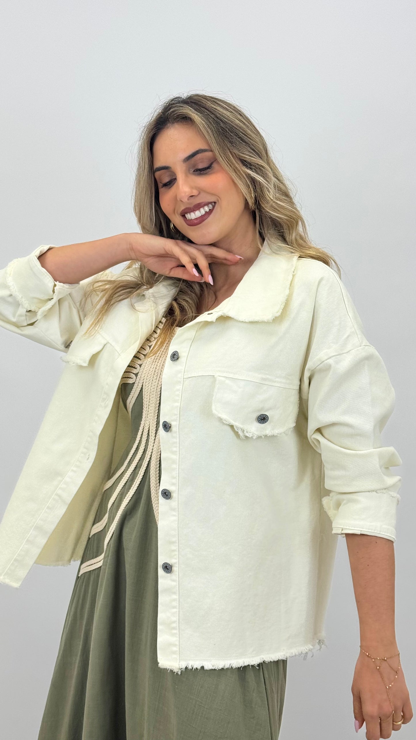 Camisa sarja pérola