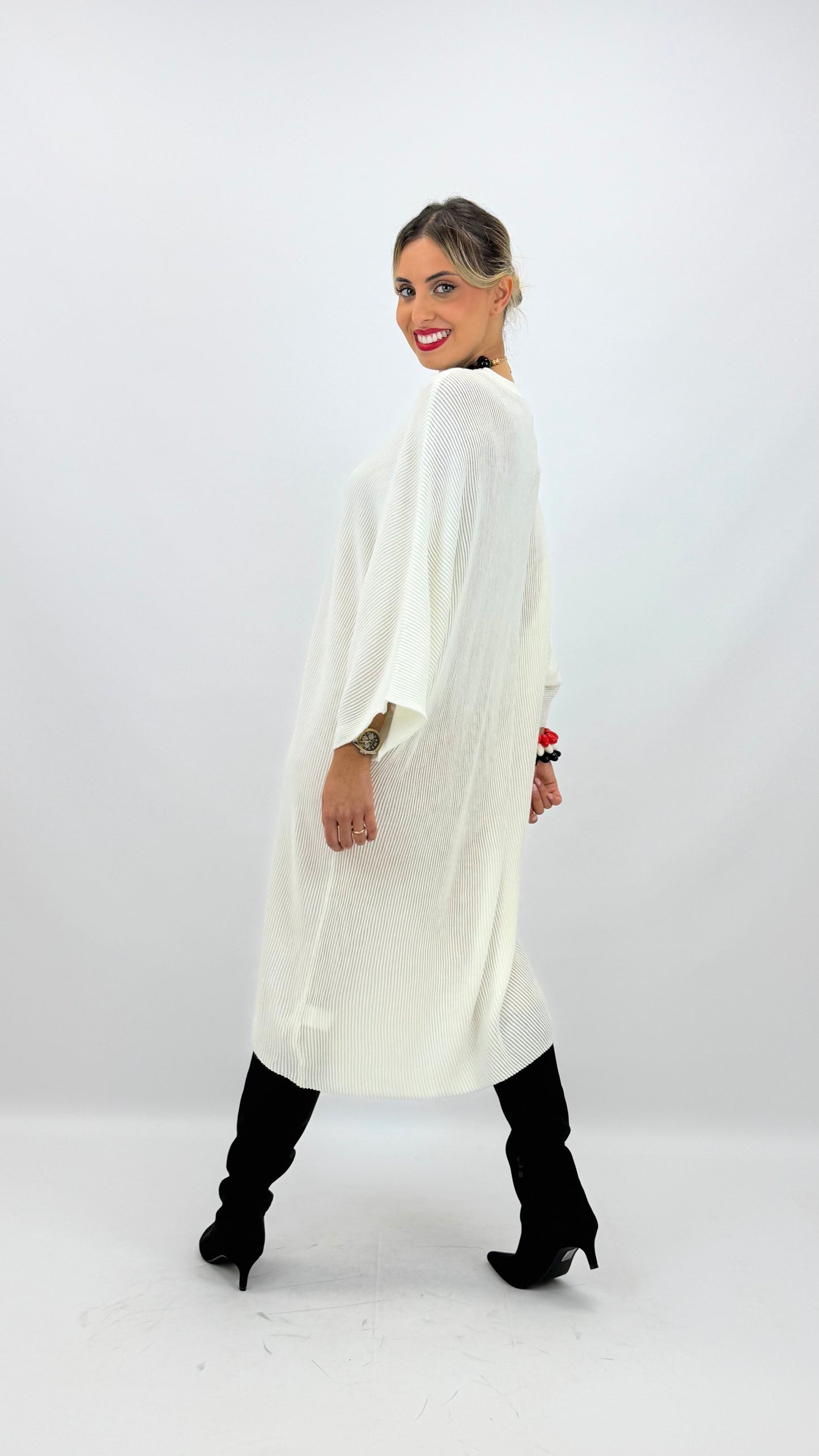 Vestido malha canelada branco