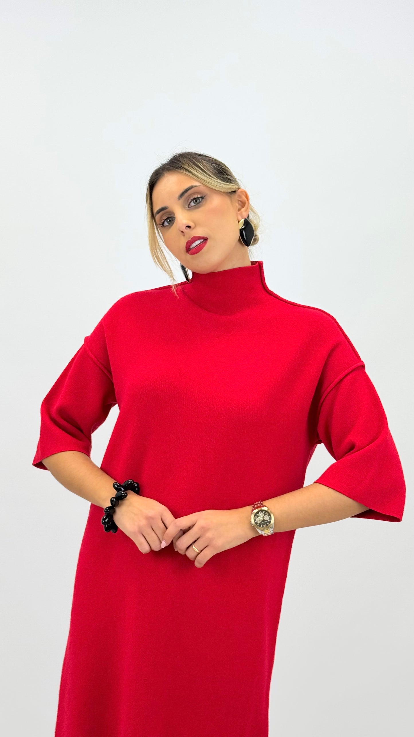 Vestido malha curto vermelho