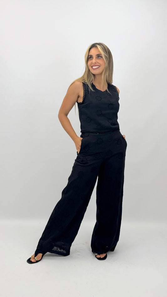 Conjunto bordado-inglês preto