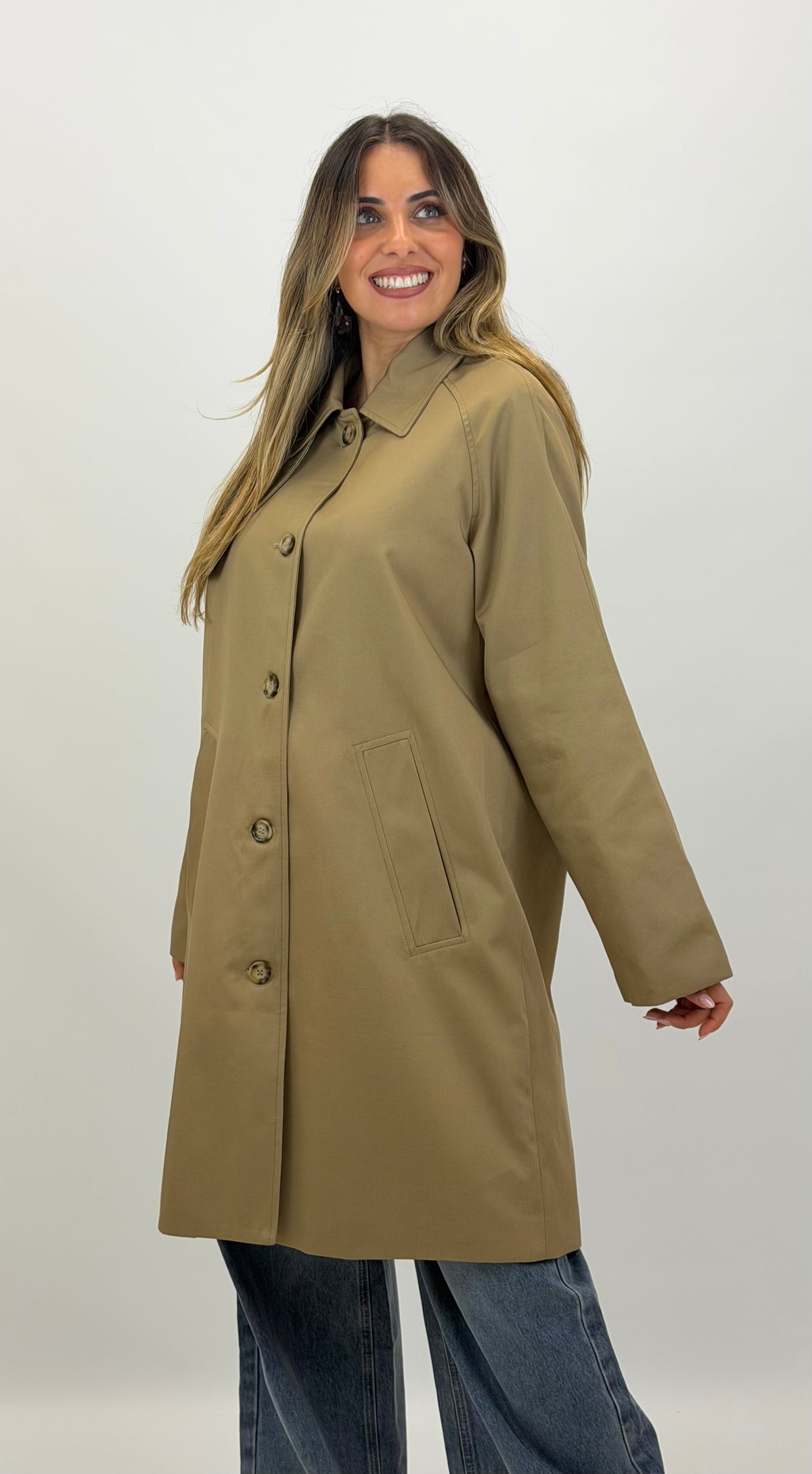 Parka meia estação forrada camel